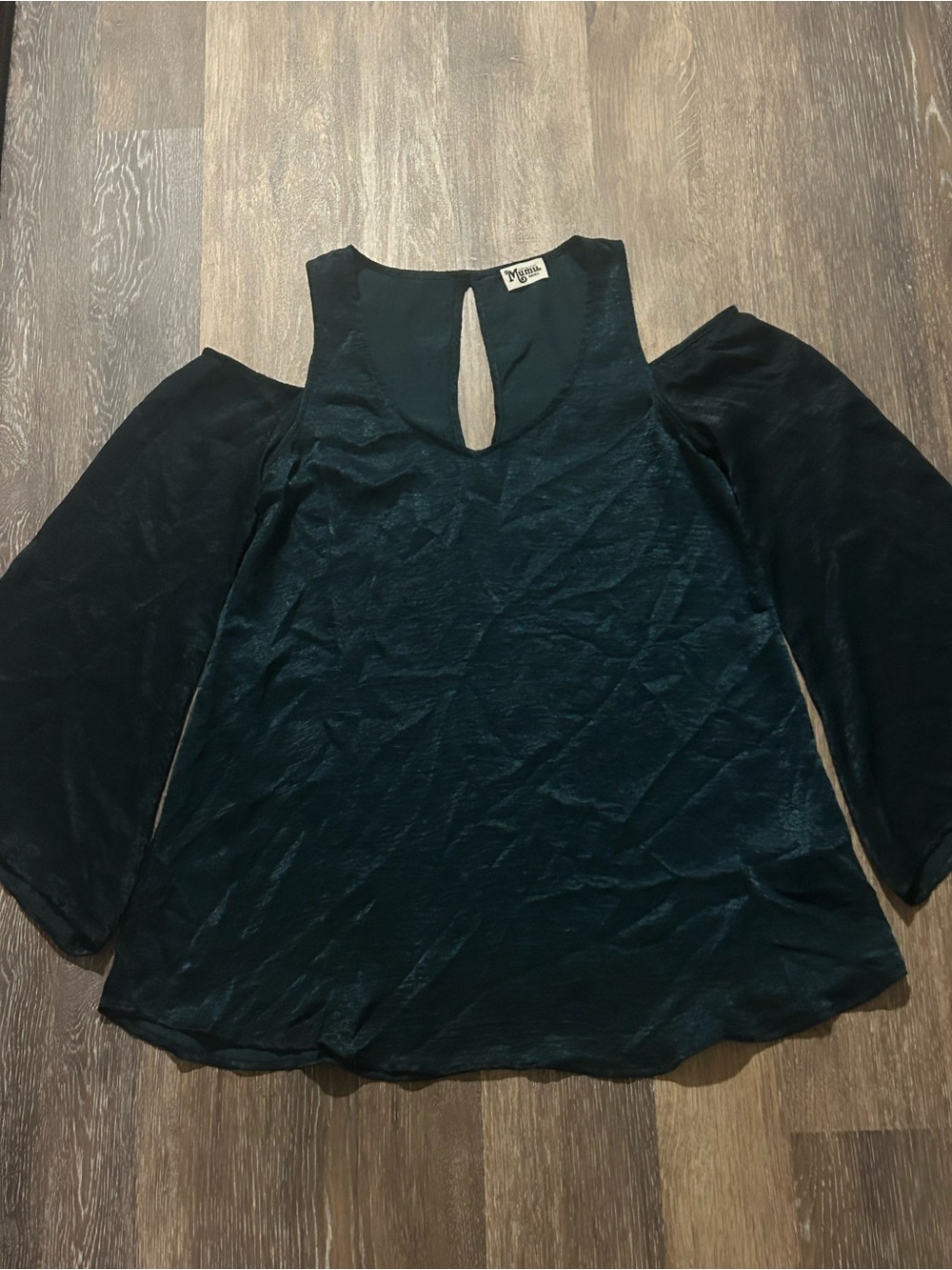Show Me Your MuMu Deep Green Silk Cold-Shoulder Mini Dress